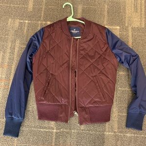 AE bomber jacket maroon and navy, size S